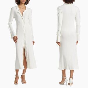 NWT Nonchalant Label Willow Knit Fringe Button Front Bodycon Dress Ivory Size XL